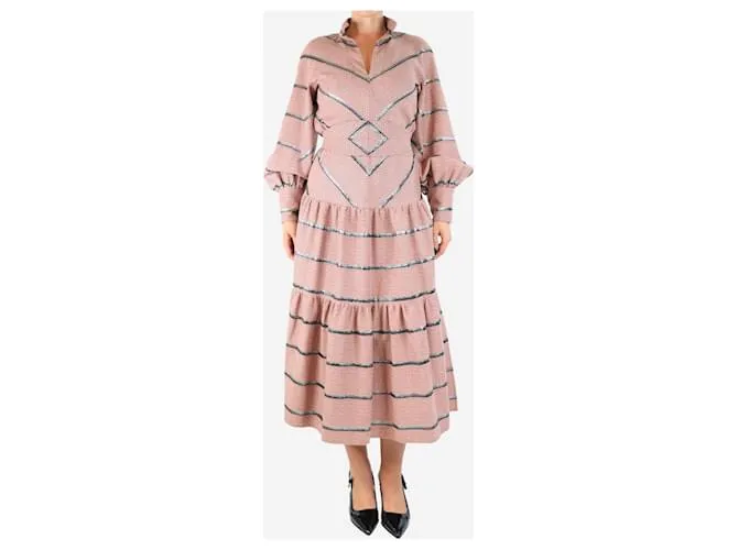 Autre Marque Abito midi rosa a righe lurex - taglia