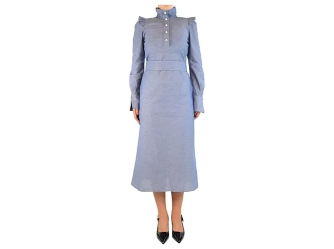 Autre Marque Abito midi blu con maniche a volant - taglia