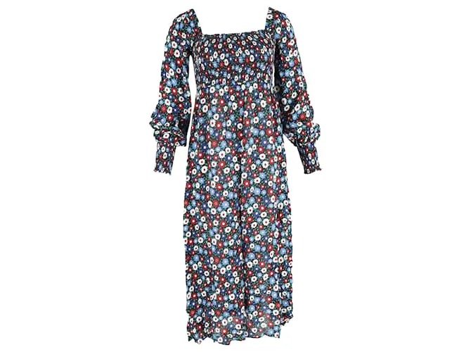 Autre Marque Rixo Marie Abito Midi Stampato in Viscosa Multicolore