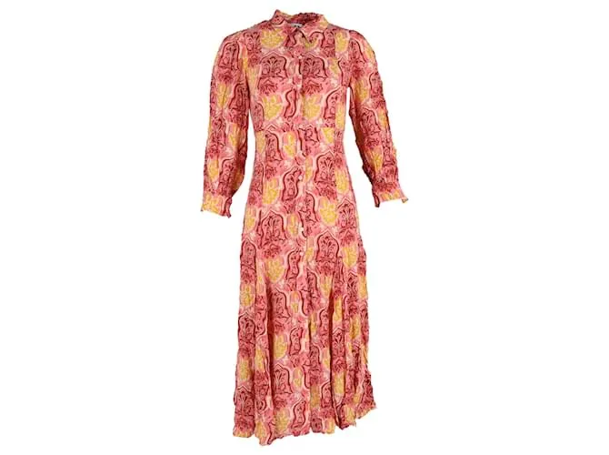 Autre Marque Rixo Maddison Abito Camicia In Viscosa Rosa Multicolore