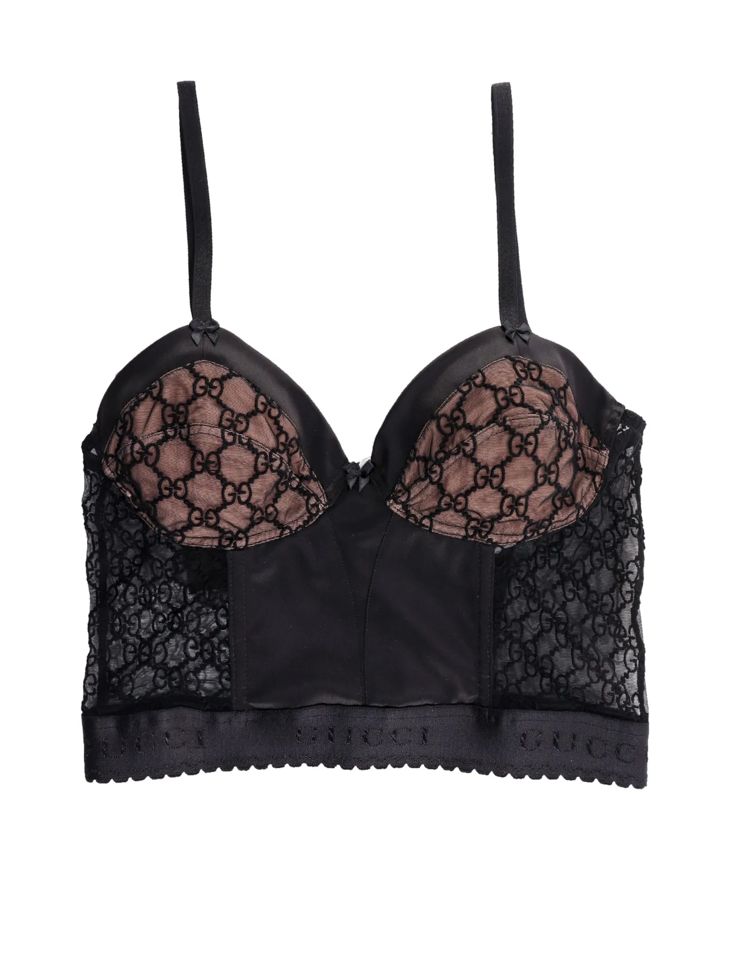 Silk And Nylon Top With Gg Motif