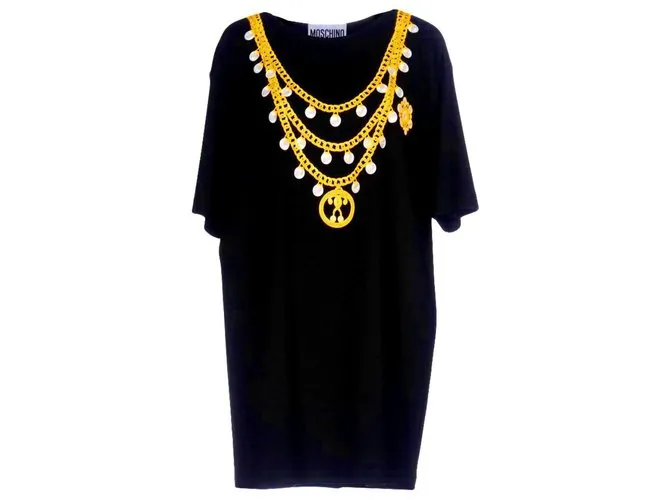 ,,MOSCHINO COUTURE "ABITO IN JERSEY CON STAMPA * Gr. L * Nero