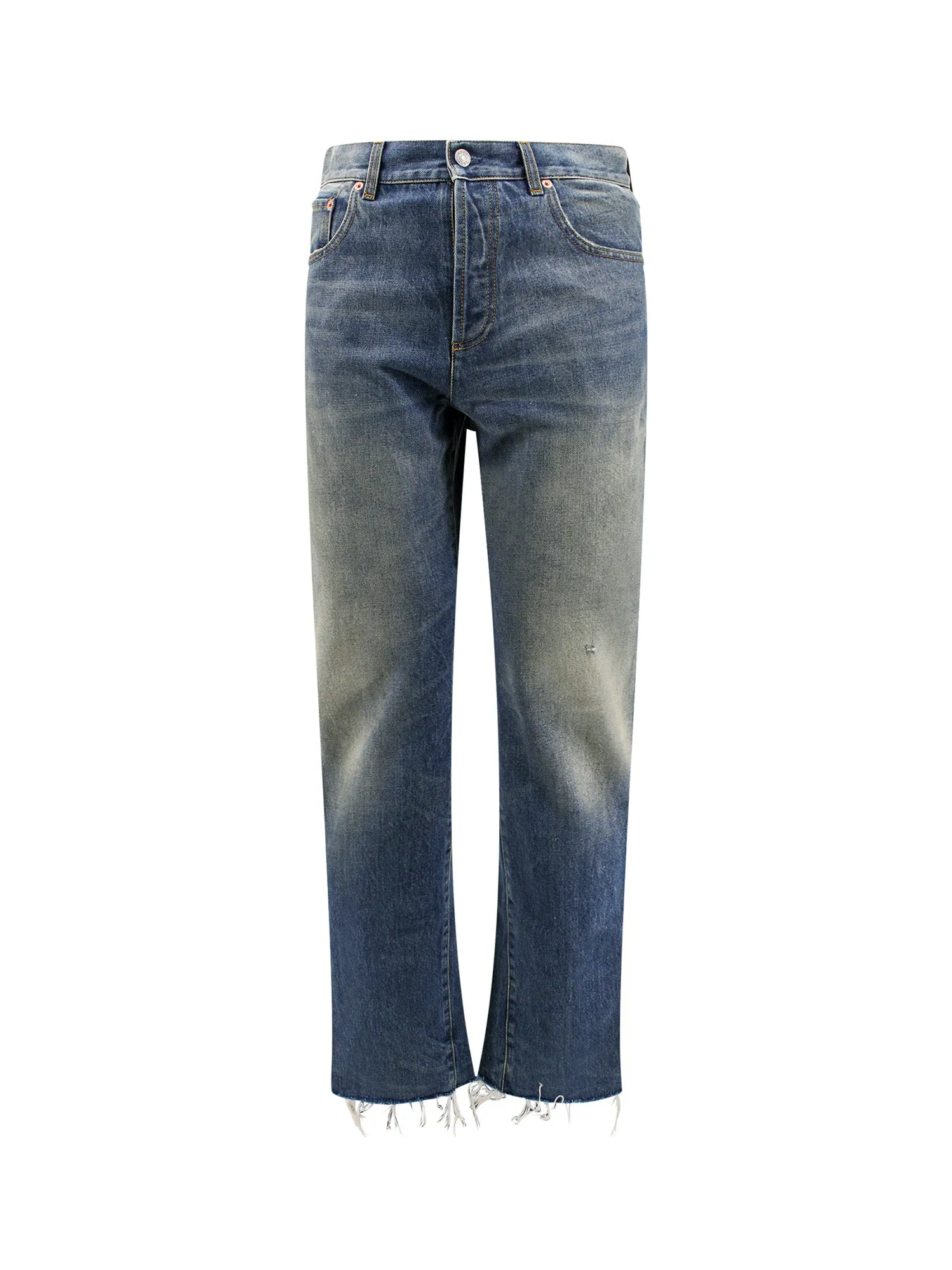 Cotton Jeans With Logoed Label