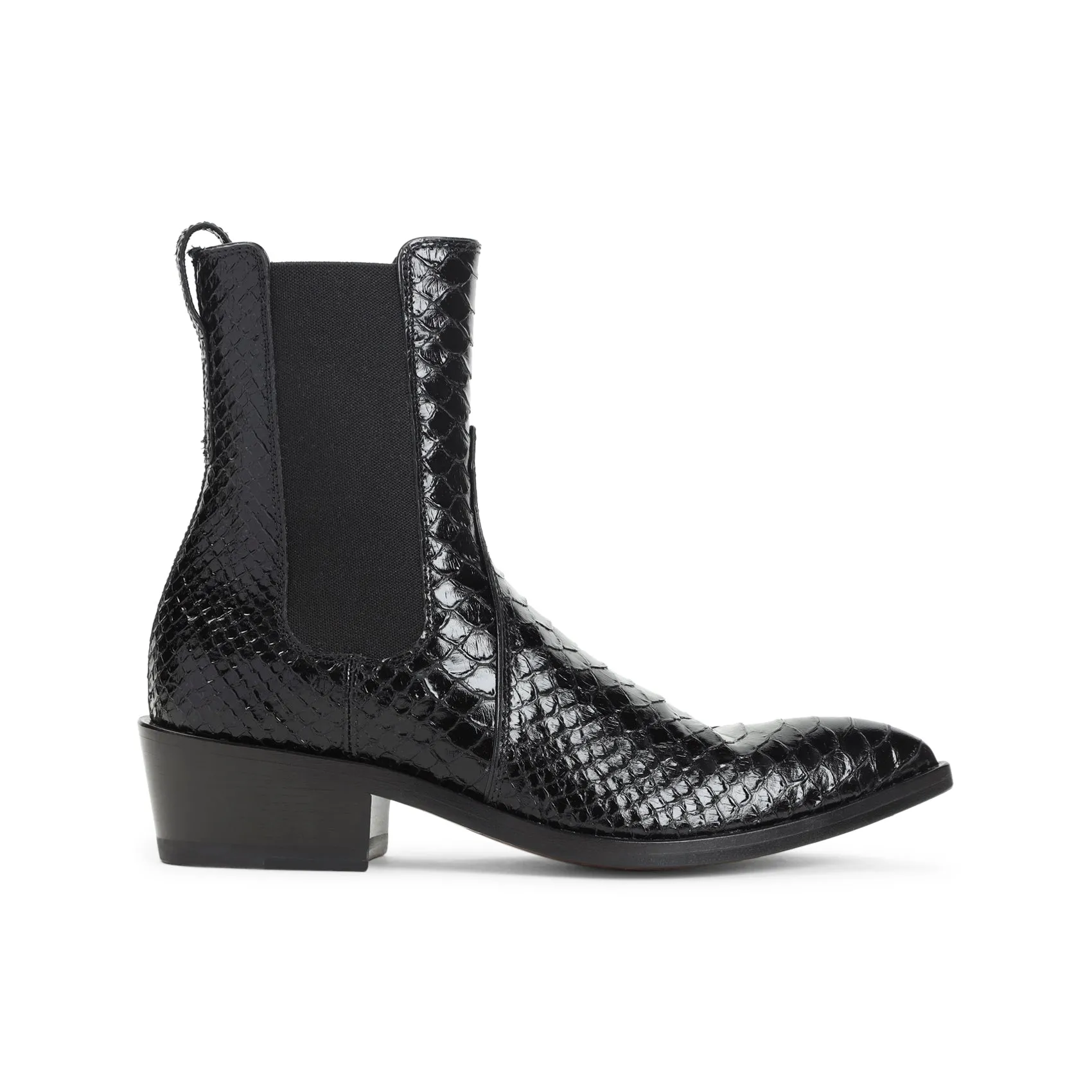 Black Calf Leather Booties