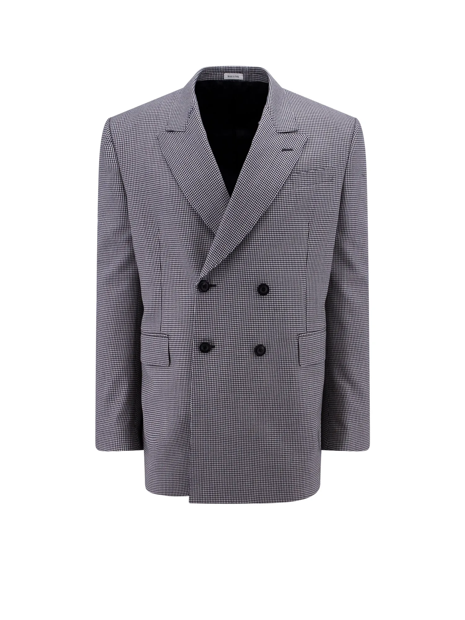 Wool Blazer With Pied-De-Poule Motif