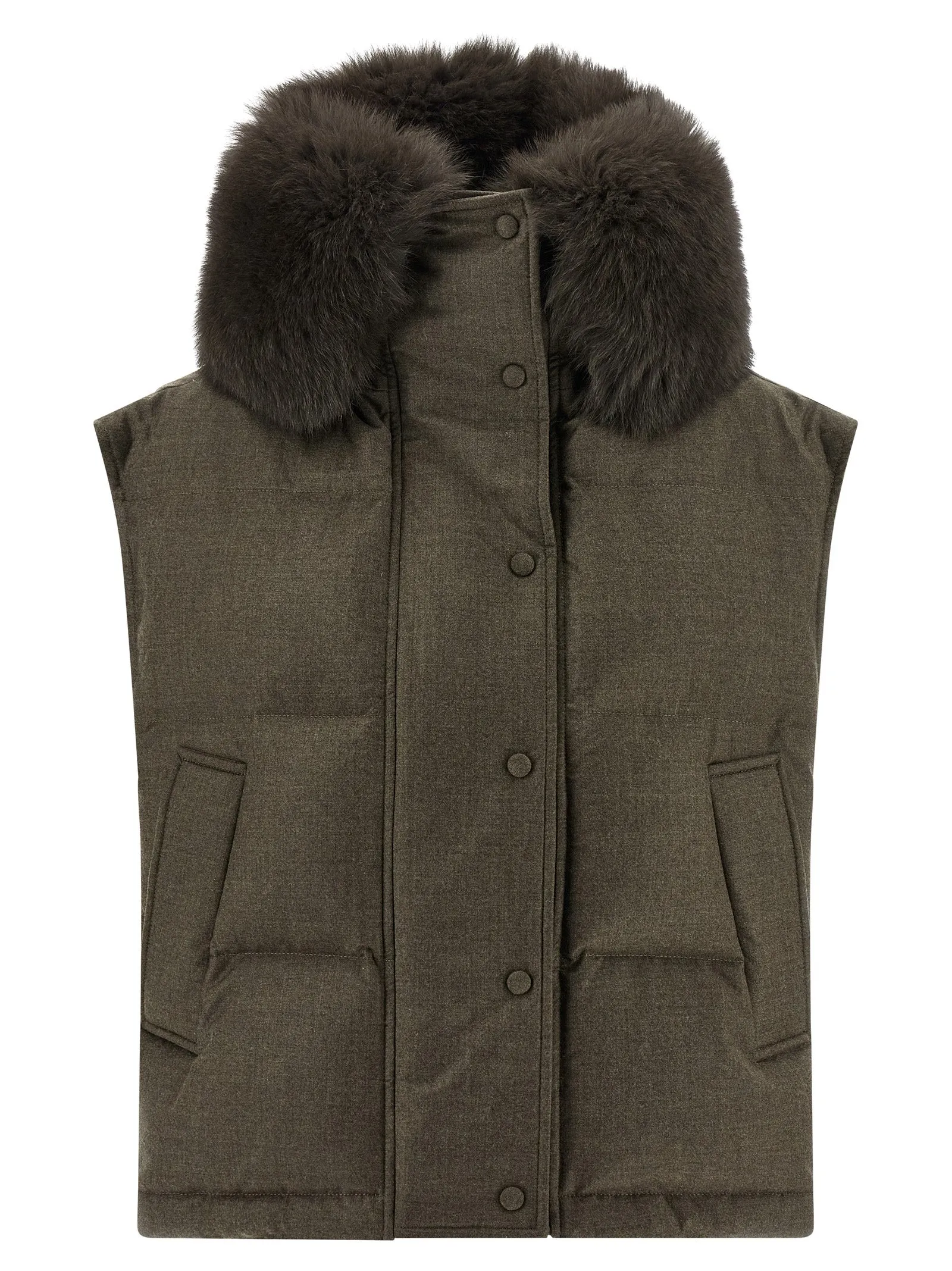 Fur Insert Vest Gilet Marrone