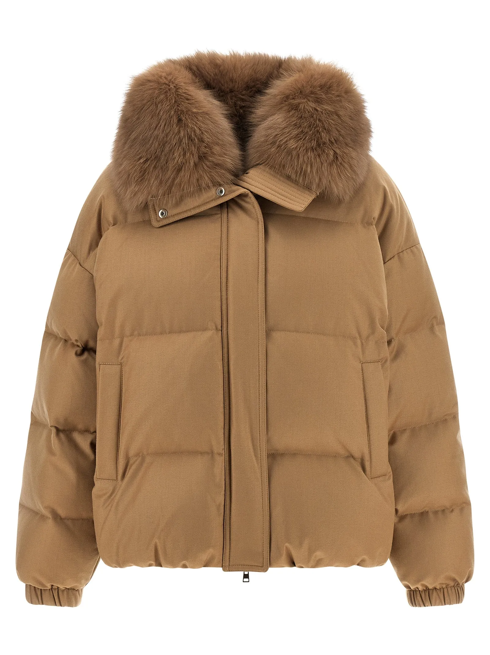 Down Jacket With Mittens Puffer Jackets Beige