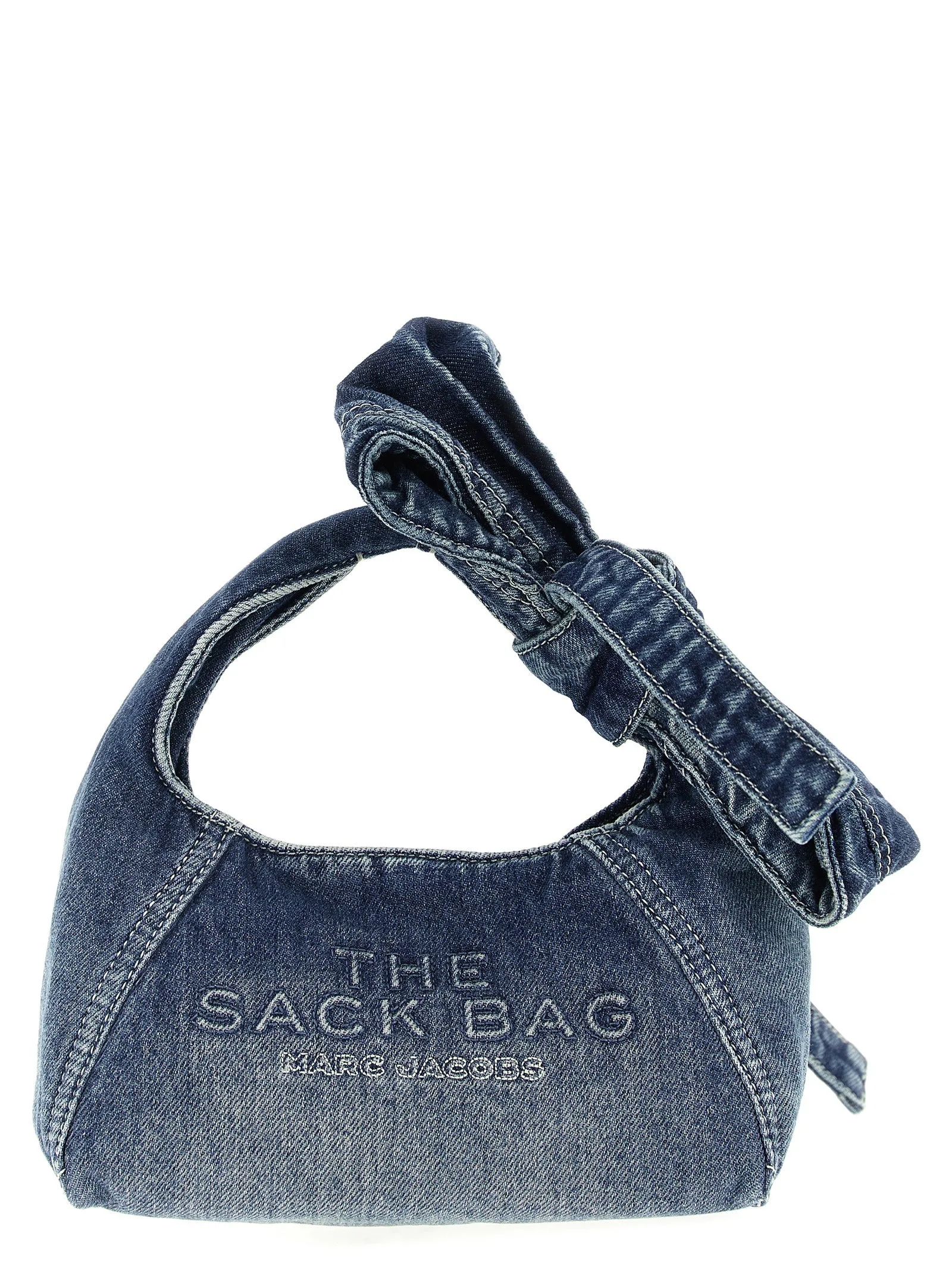 The Bow Denim Mini Sack Borse A Mano Blu