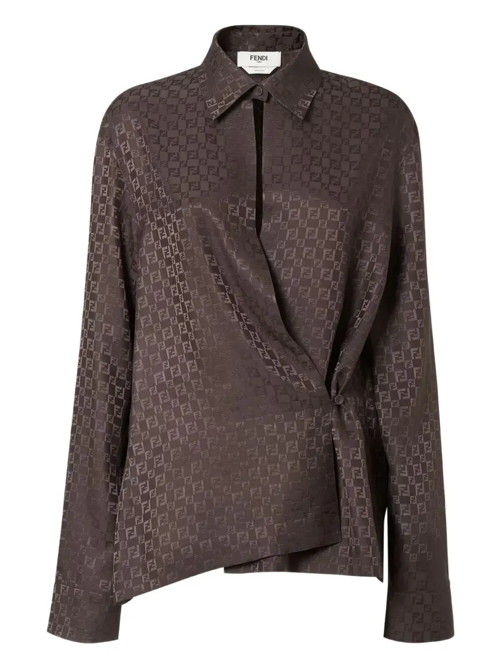 Camicia Incrociata In Seta Jacquard Ff