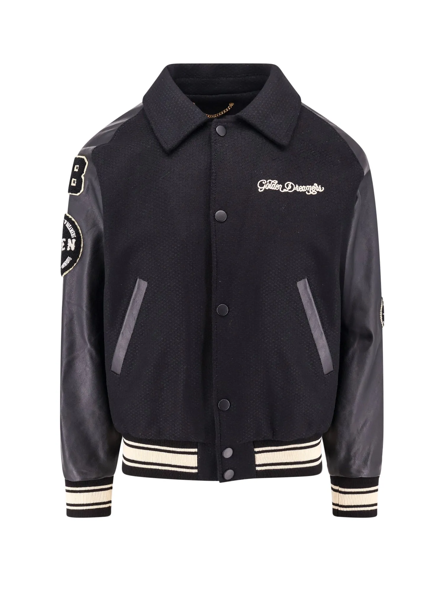 Wool Blend Bomber With College Flocked Patches