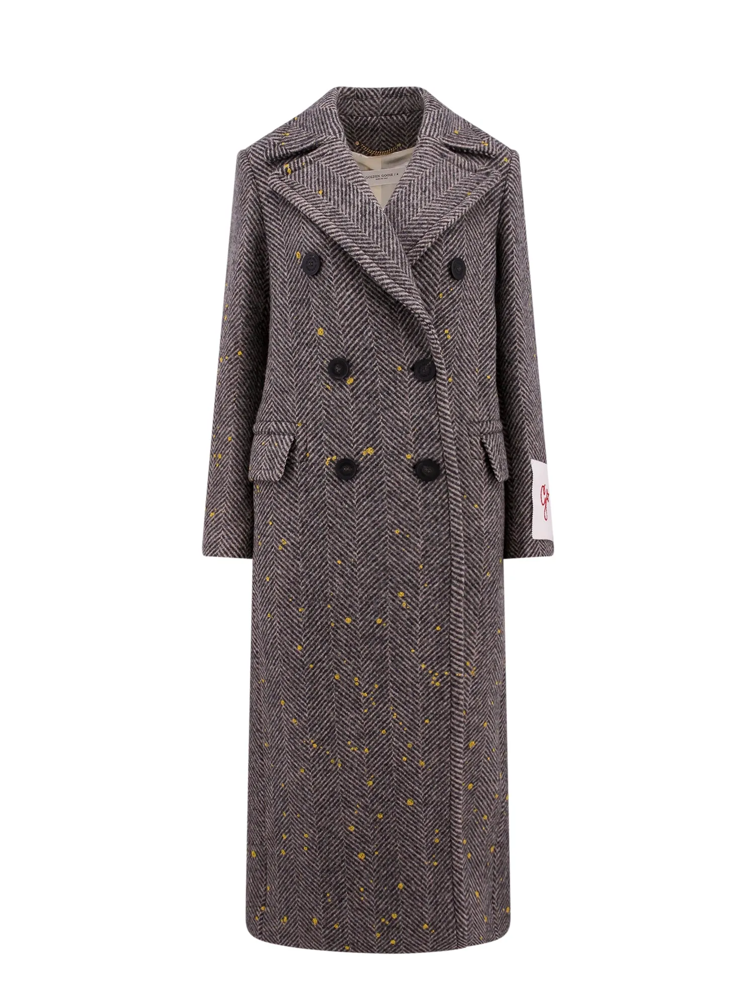 Herringbone Coat With Sprayed Detail