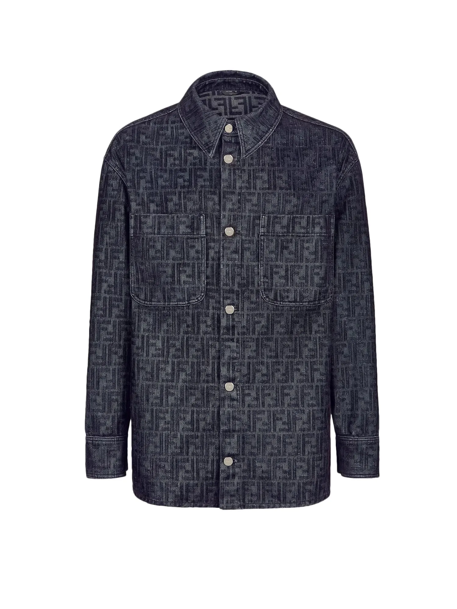 Denim Shirt With Flocked Ff Logo