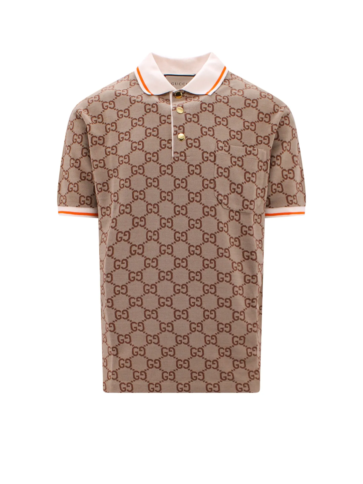 Silk And Cotton Polo Shirt With All-Over Gg Logo