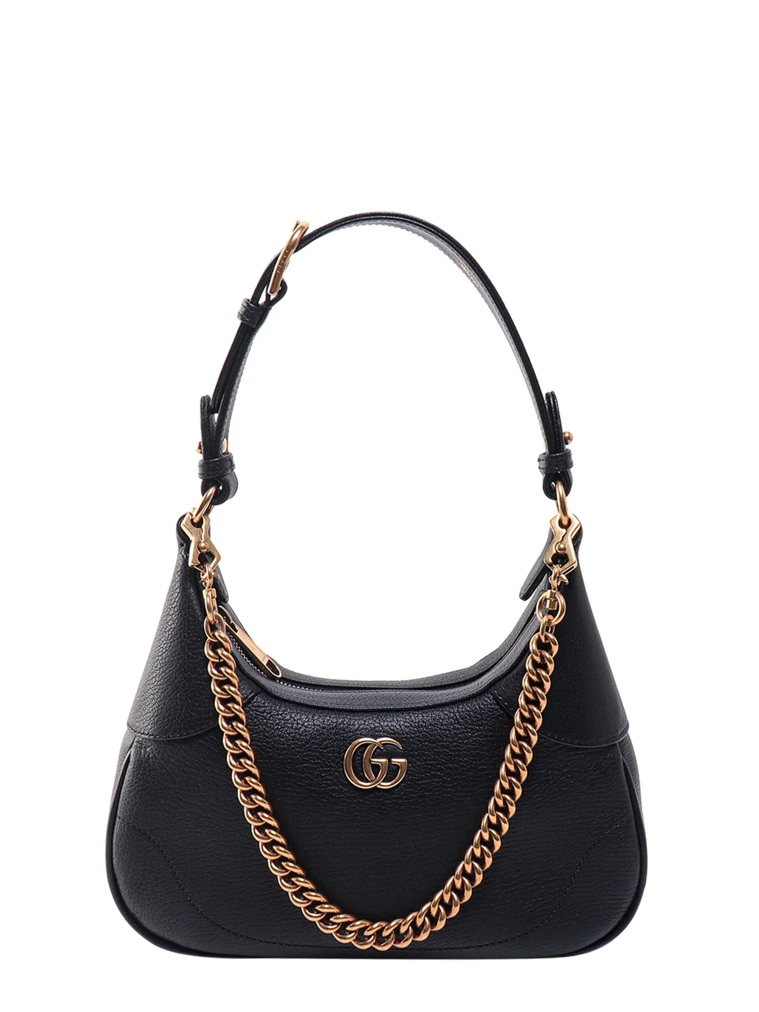 Leather Shoulder Bag With Frontal Double G