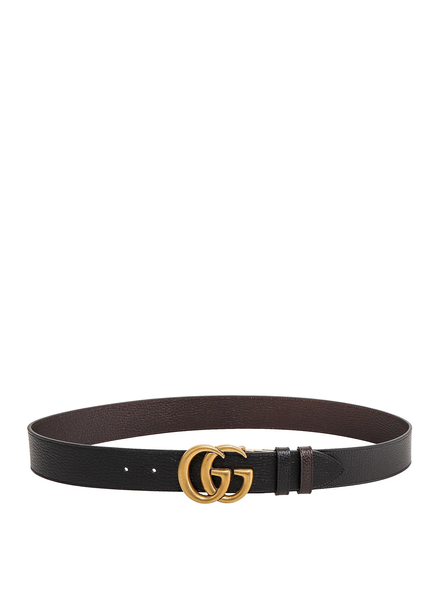 Leather Belt With Gg Buckle