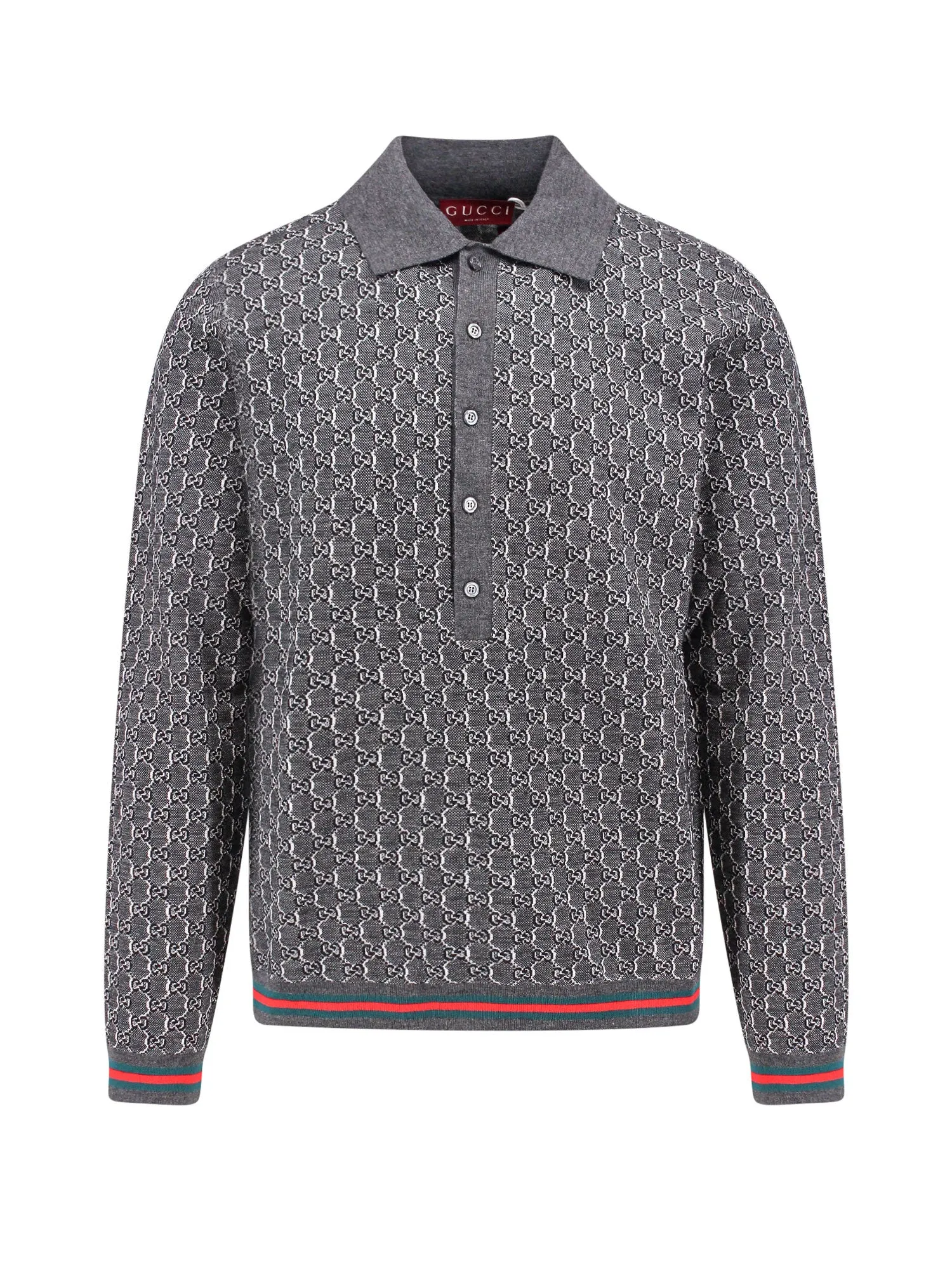 Wool And Silk Polo Shirt With Gg Motif