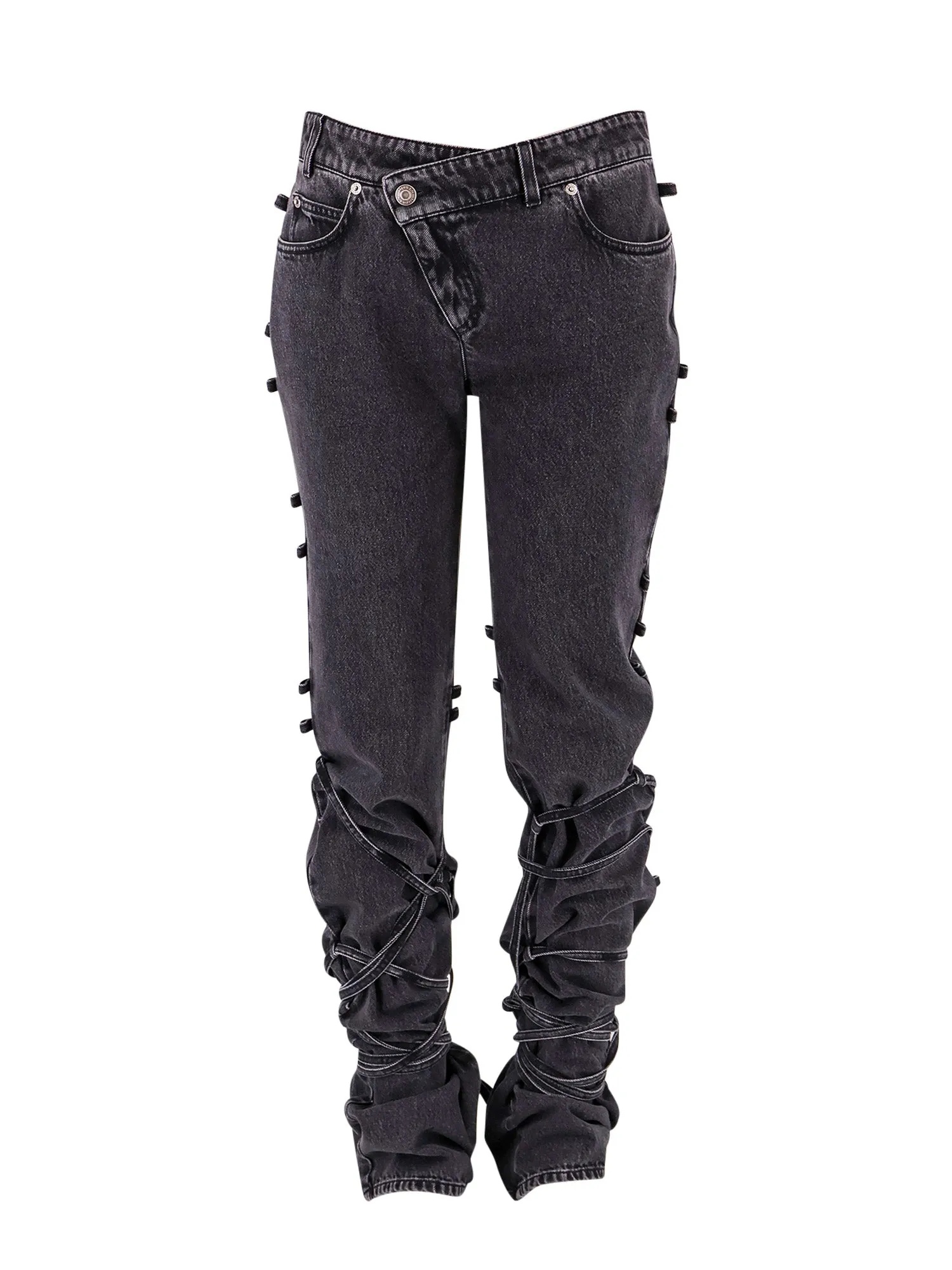 Black Denim Trouser With Knot Details