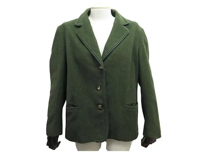 Céline GIACCA CELINE VINTAGE 3 BOTTONI PER CAPPOTTO IN LANA KHAKI 46 S CAPPOTTO GIACCA IN LANA DA DONNA Cachi