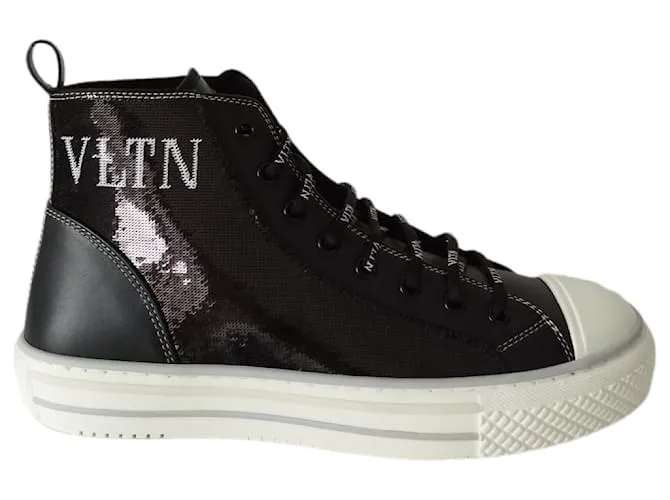 Sneakers Valentino Montante in pelle nera Nero