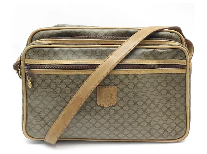 Céline BORSA A MANO VINTAGE CELINE BESACE BANDOULIERE BORSA A MANO IN TELA E PELLE Marrone