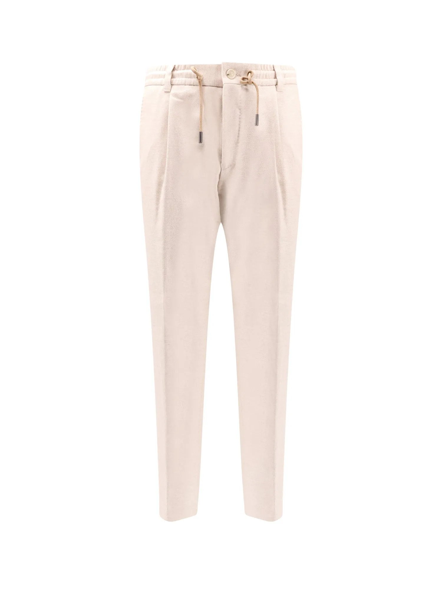Cotton And Cashmere Trouser With Strech Band And Drawstring At Waist