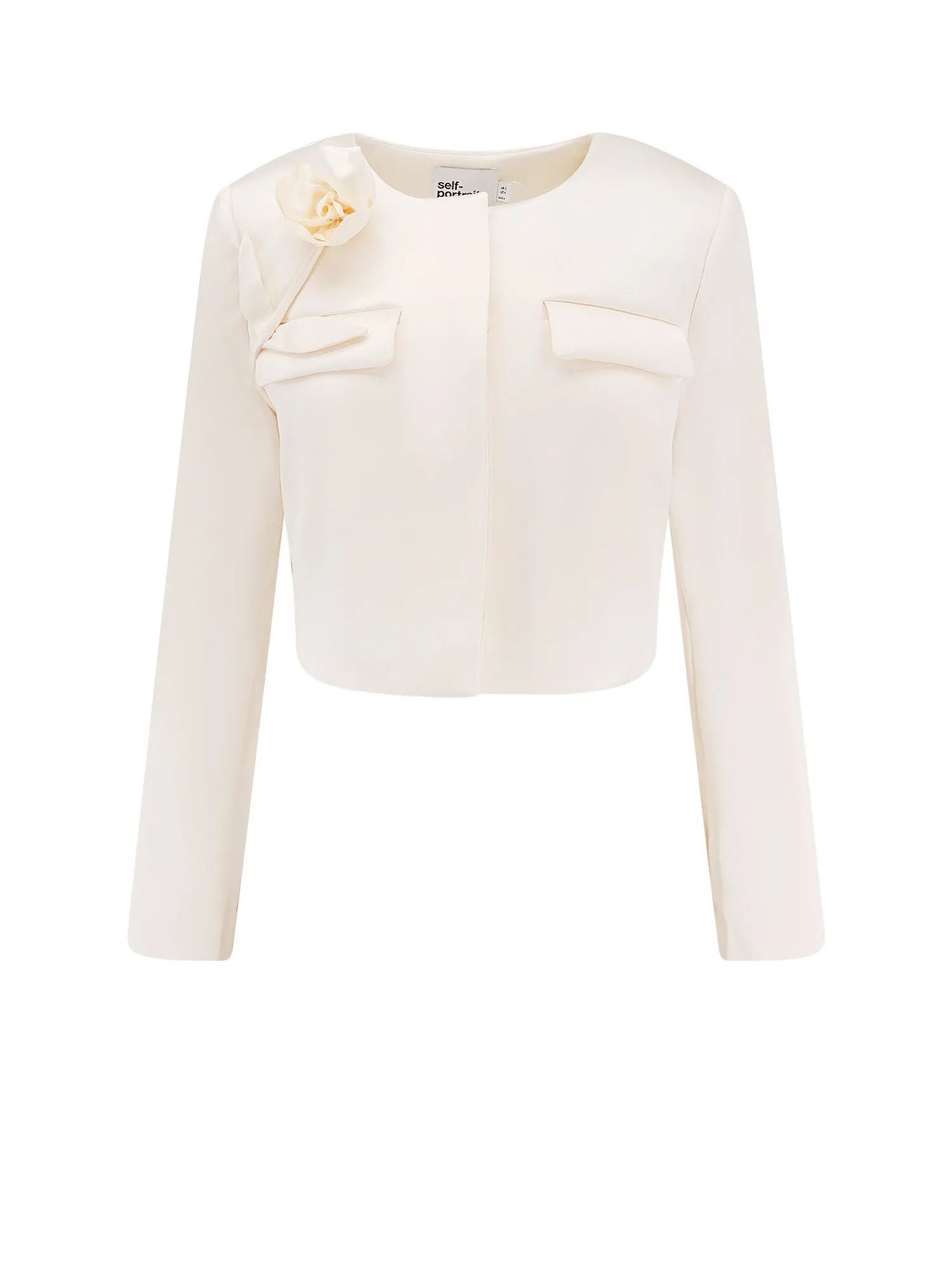 Satin Blazer With 3d Flower