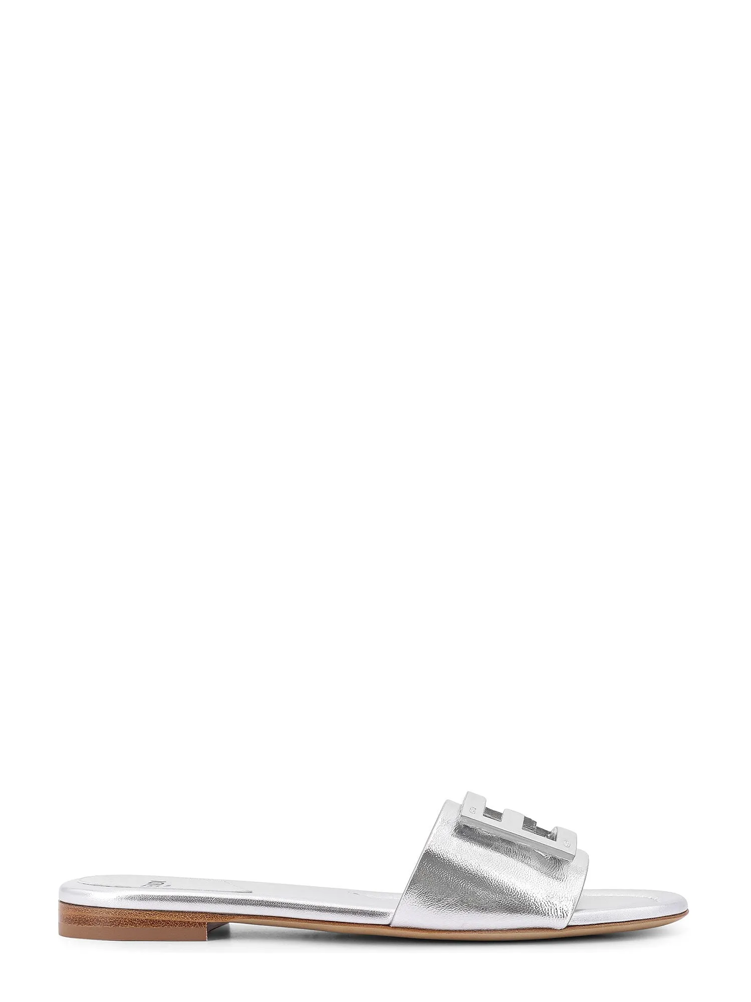 Laminated Leather Sandals With Logo On The Front