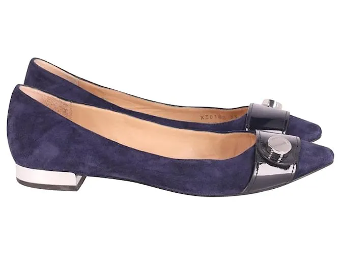 Ballerine a punta Emporio Armani in camoscio blu
