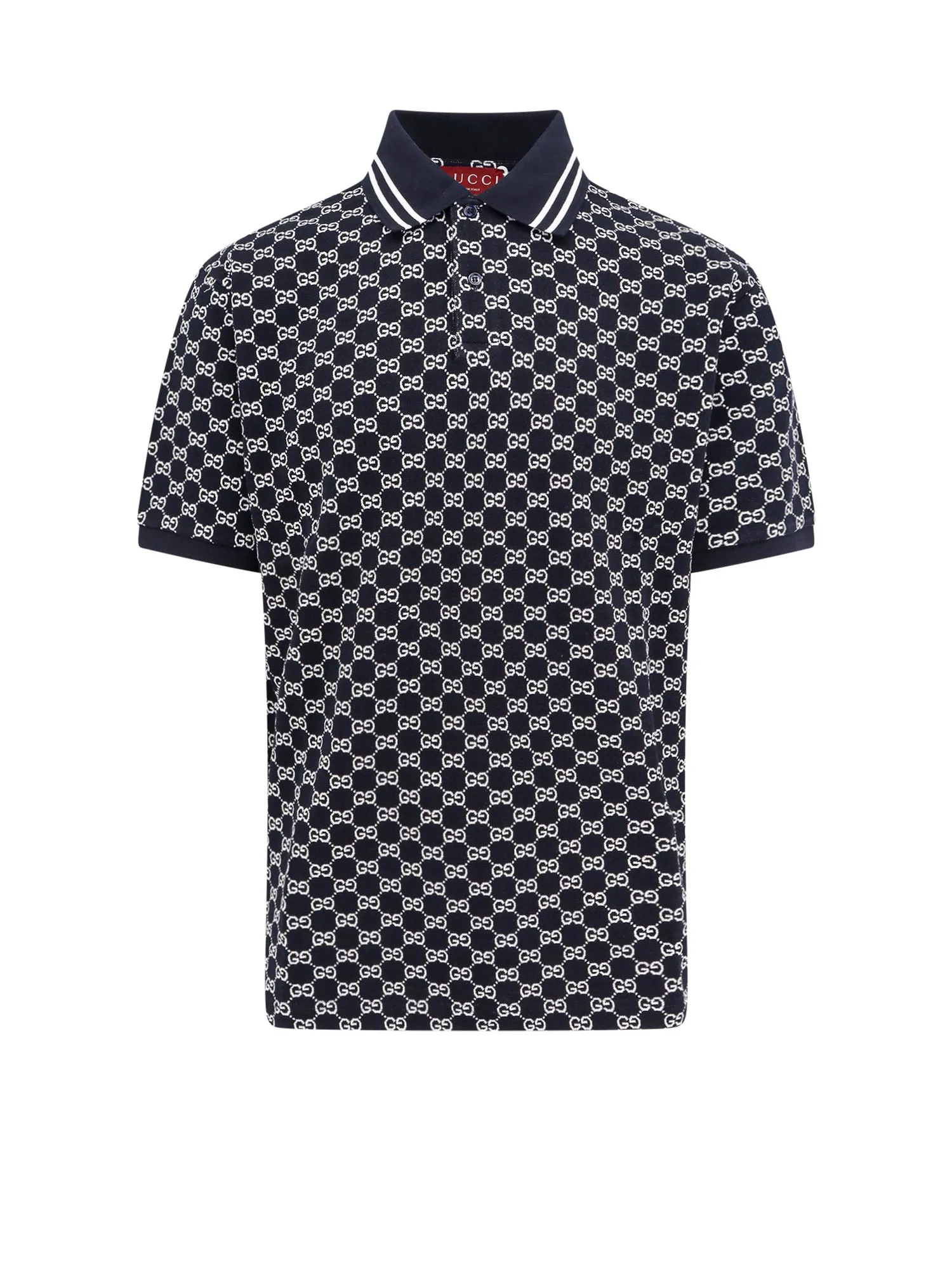 Cotton Polo Shirt With Gg Jacquard Motif