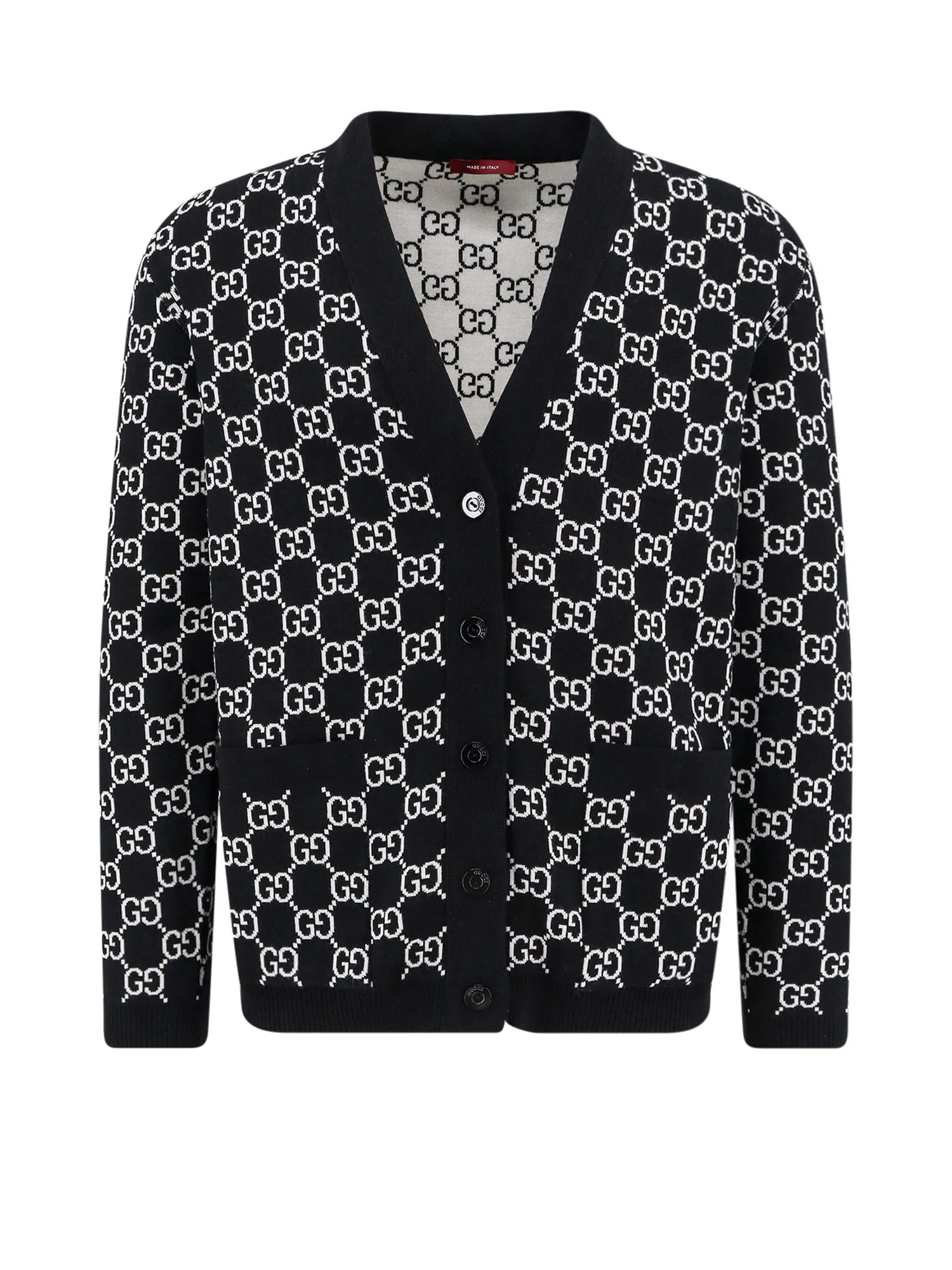 Reversible Wool Cardigan With Gg Intarsia