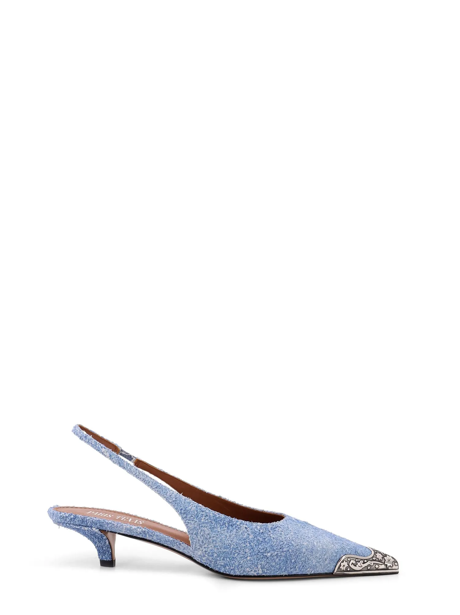 Denim Slingback With Metal Toe