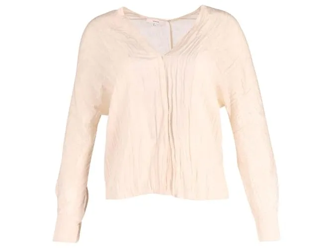 Blusa Vince Effetto Stropicciato in Poliestere Panna Bianco Crudo