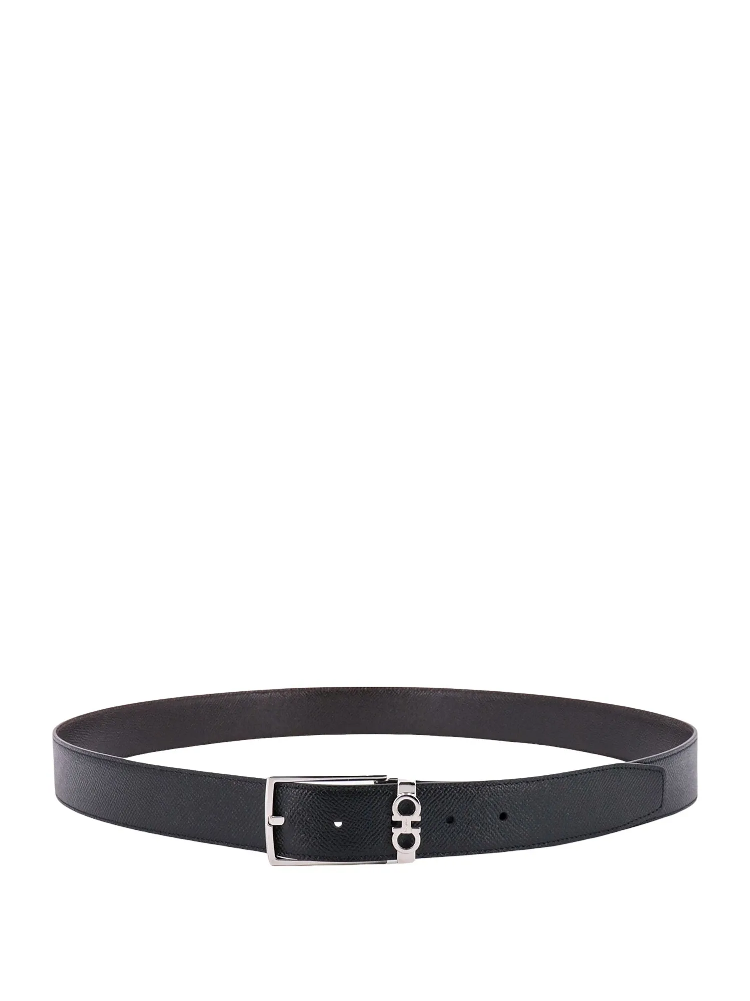 Leather Belt With Iconic Gancini Detail