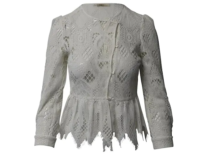 Top in pizzo Maje Broderie Capso in cotone bianco