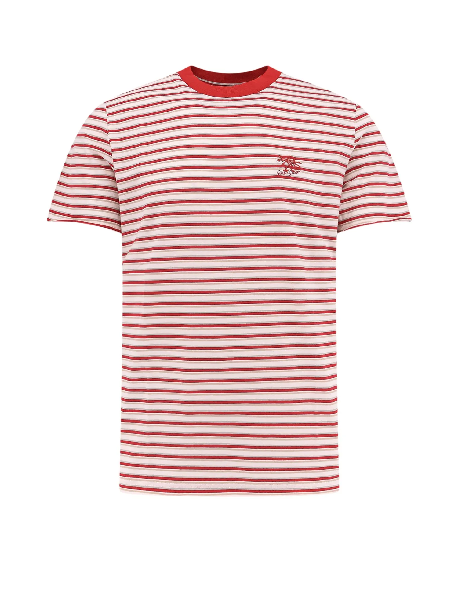 Striped Cotton T-Shirt With Logo