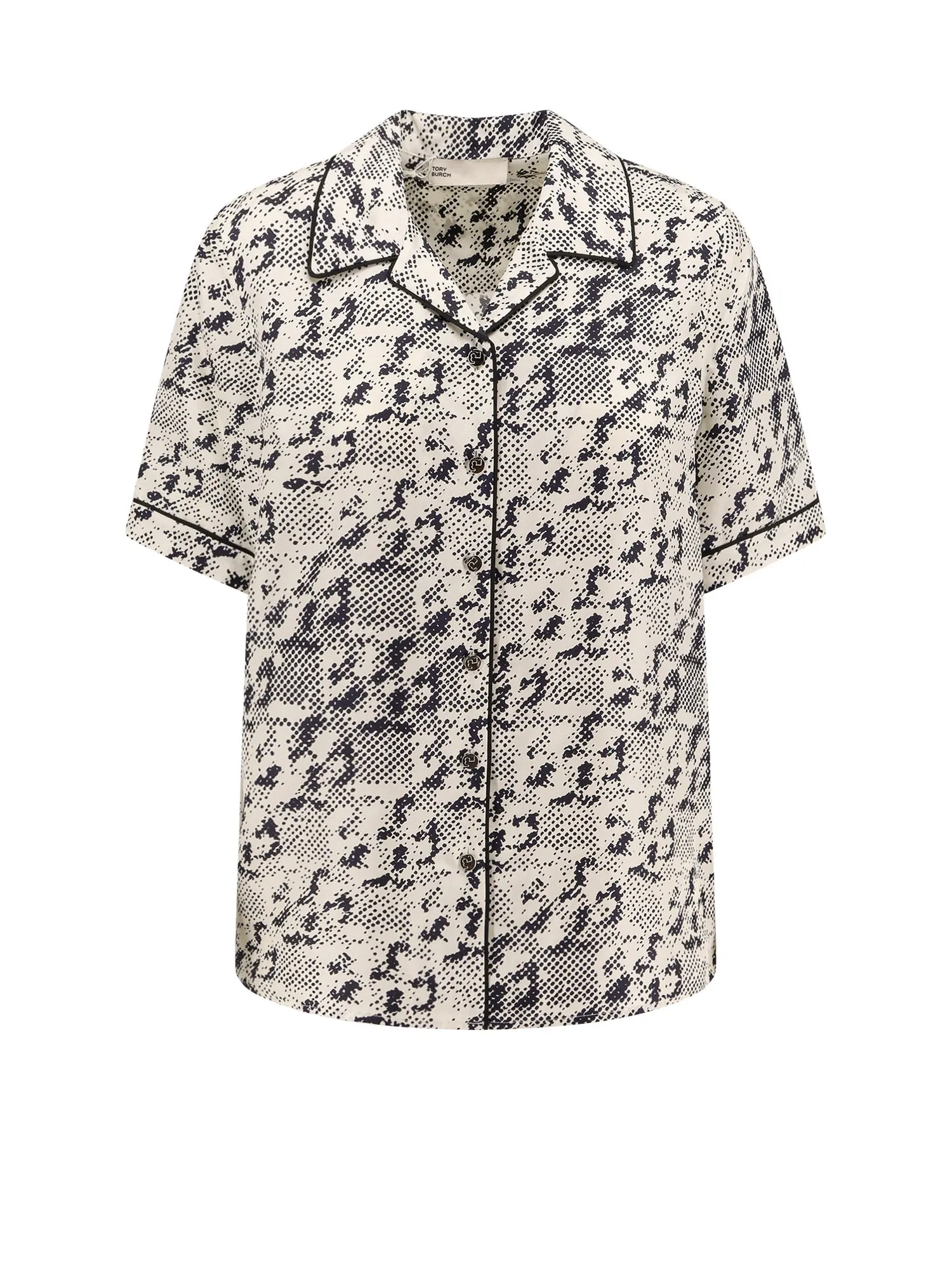 Silk Shirt With Pixelated Logo Print