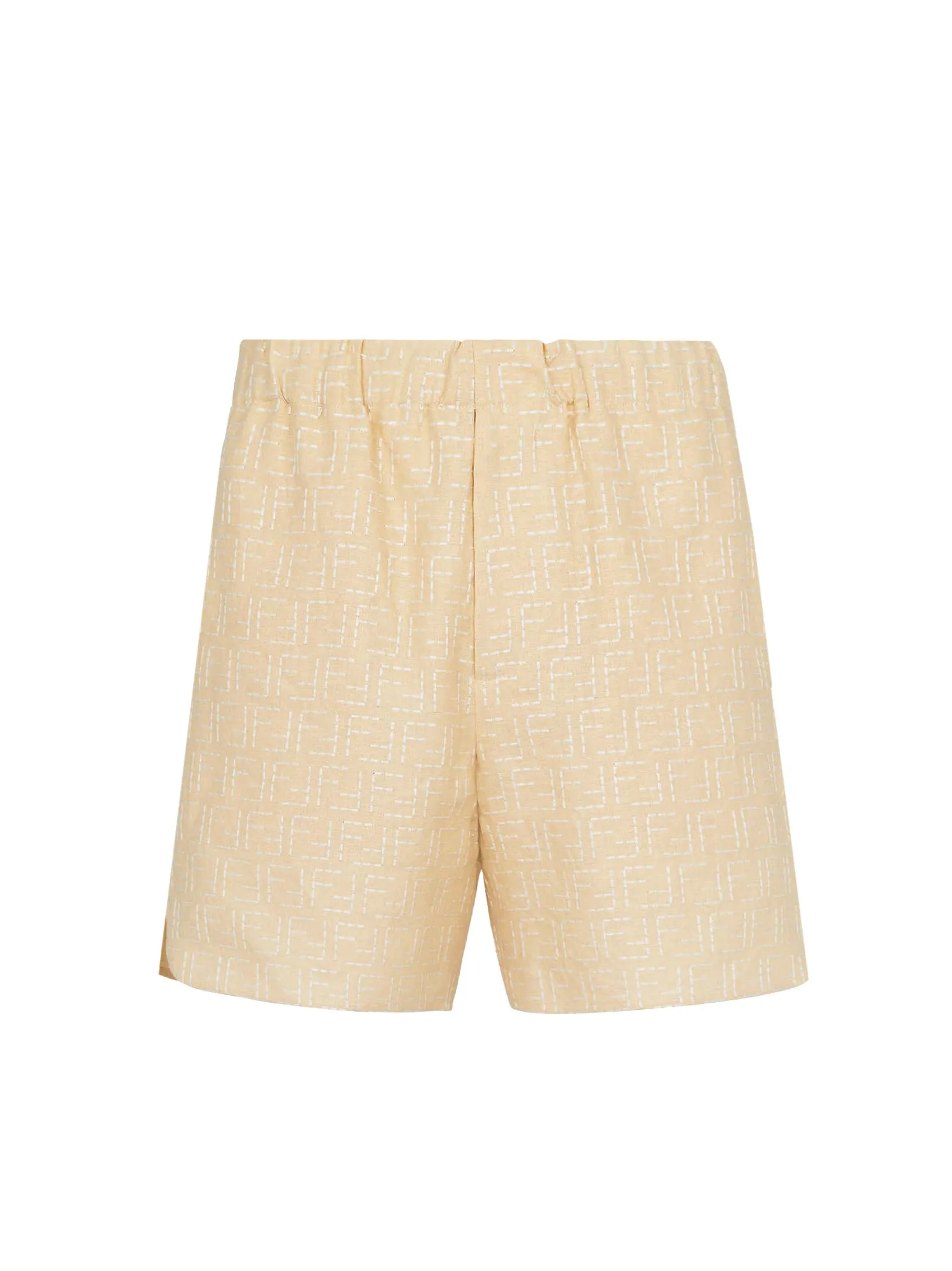 Jacquard Linen And Cotton Bermuda Shorts With All-Over Ff Motif
