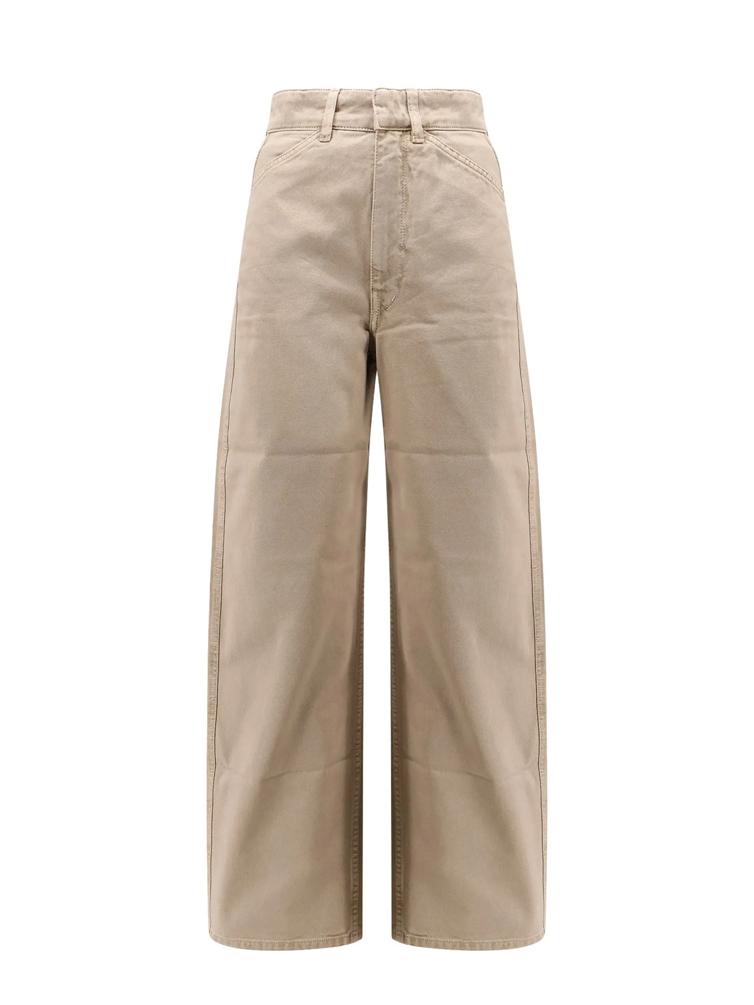 High Waisted Curved Denim Trouser