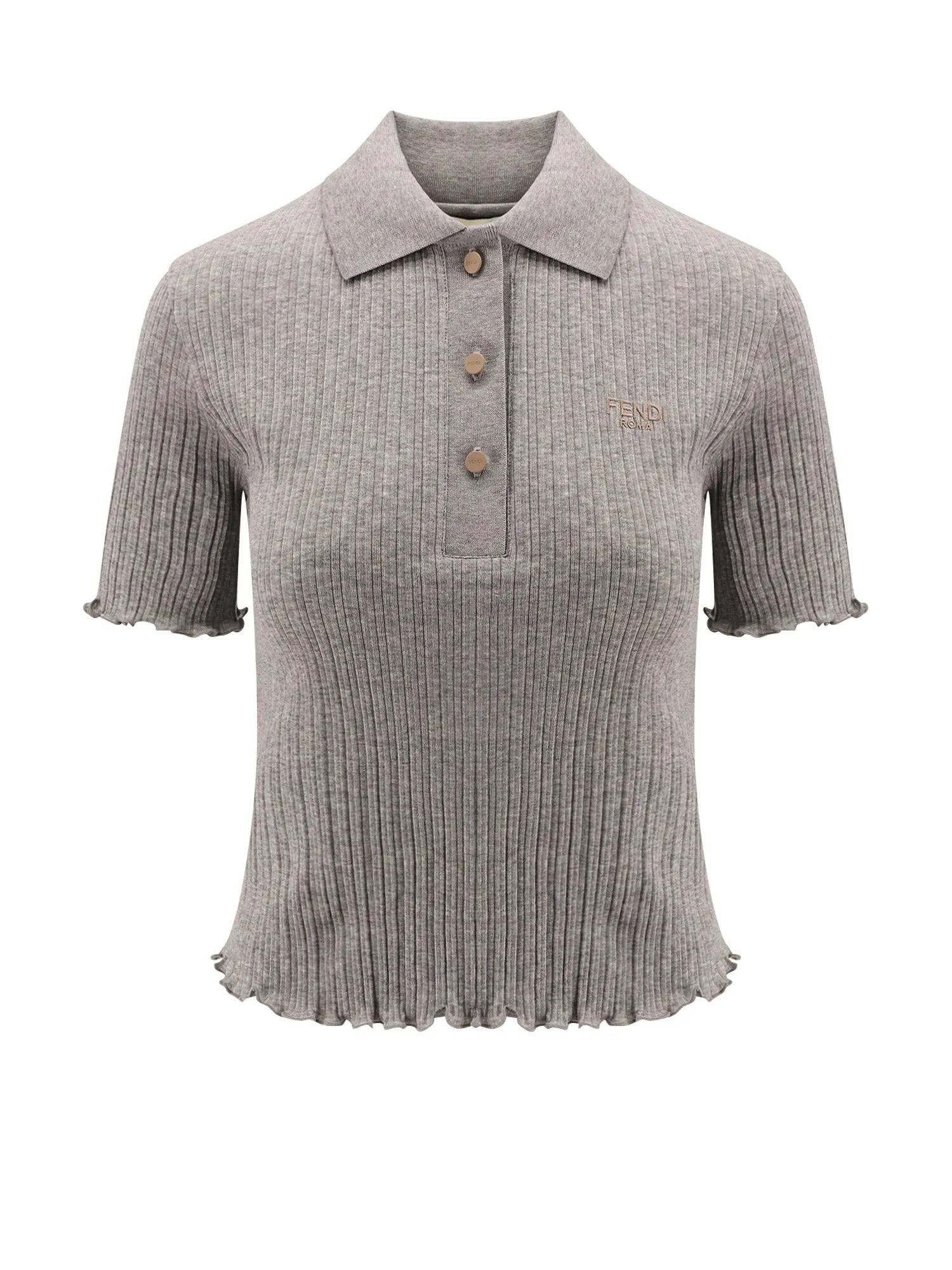 Fendi Roma Ribbed Cotton Polo Shirt