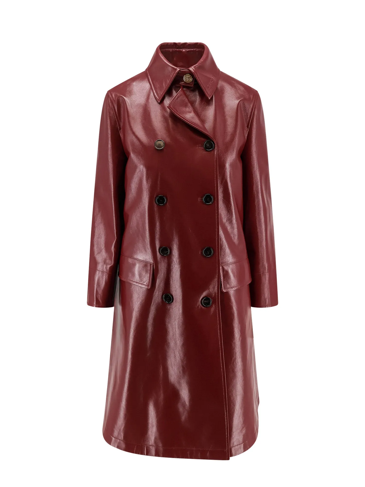 Double-Breasted Leather Coat