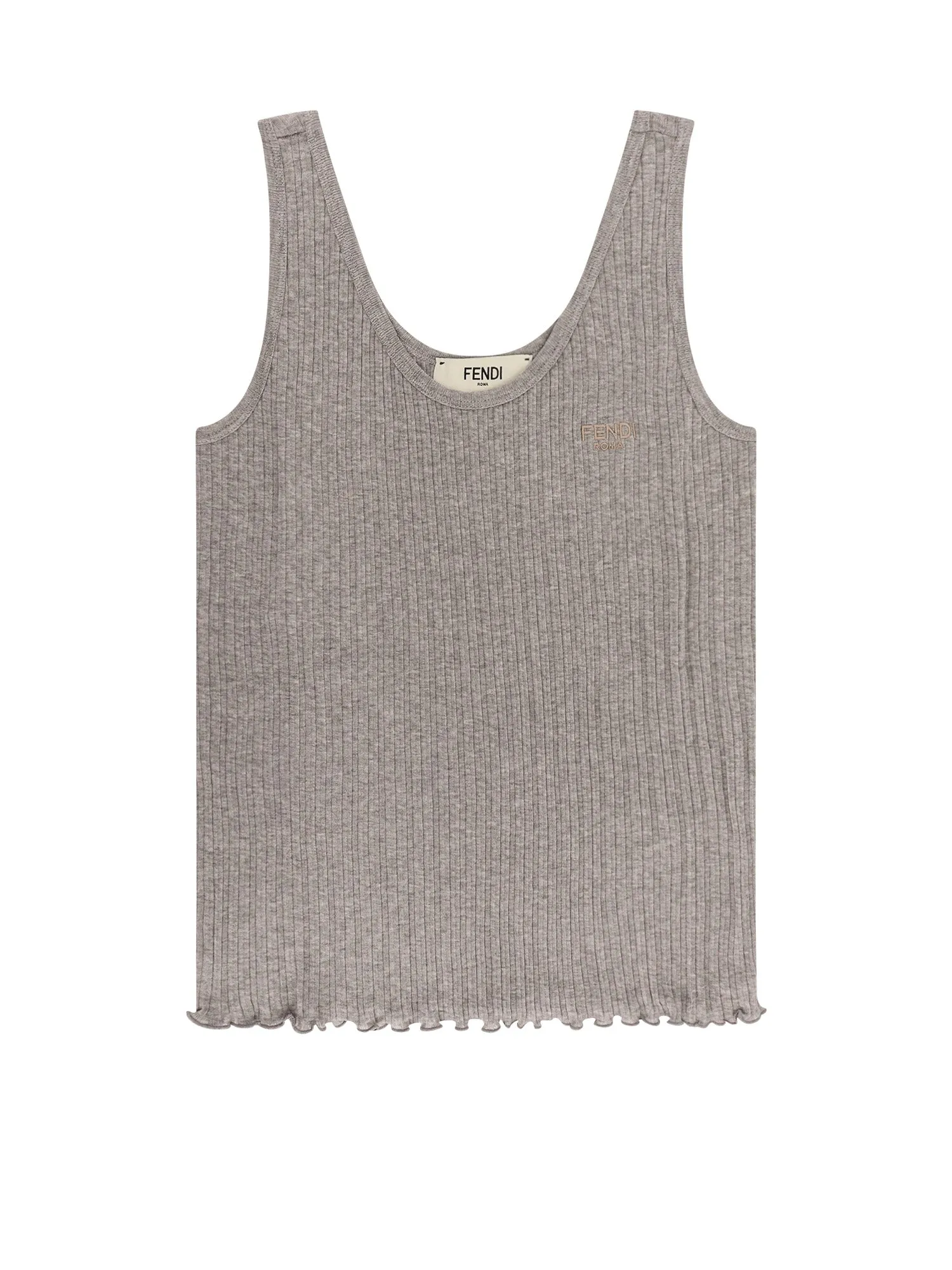 Fendi Roma Ribbed Cotton Tank Top