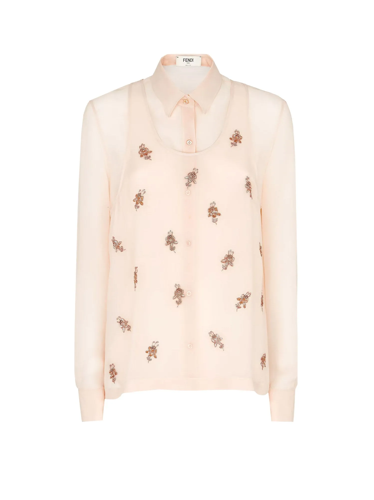 Georgette Top With Rhinestones And Sequins Embroidery