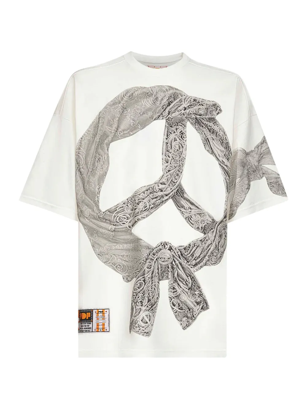 T-Shirt Stampata In Jersey Di Cotone Bianco