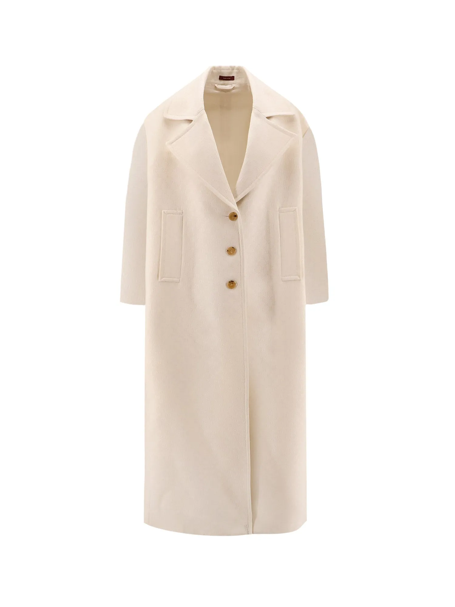 Wool And Silk Crepe Coat With All-Over Gg Motif