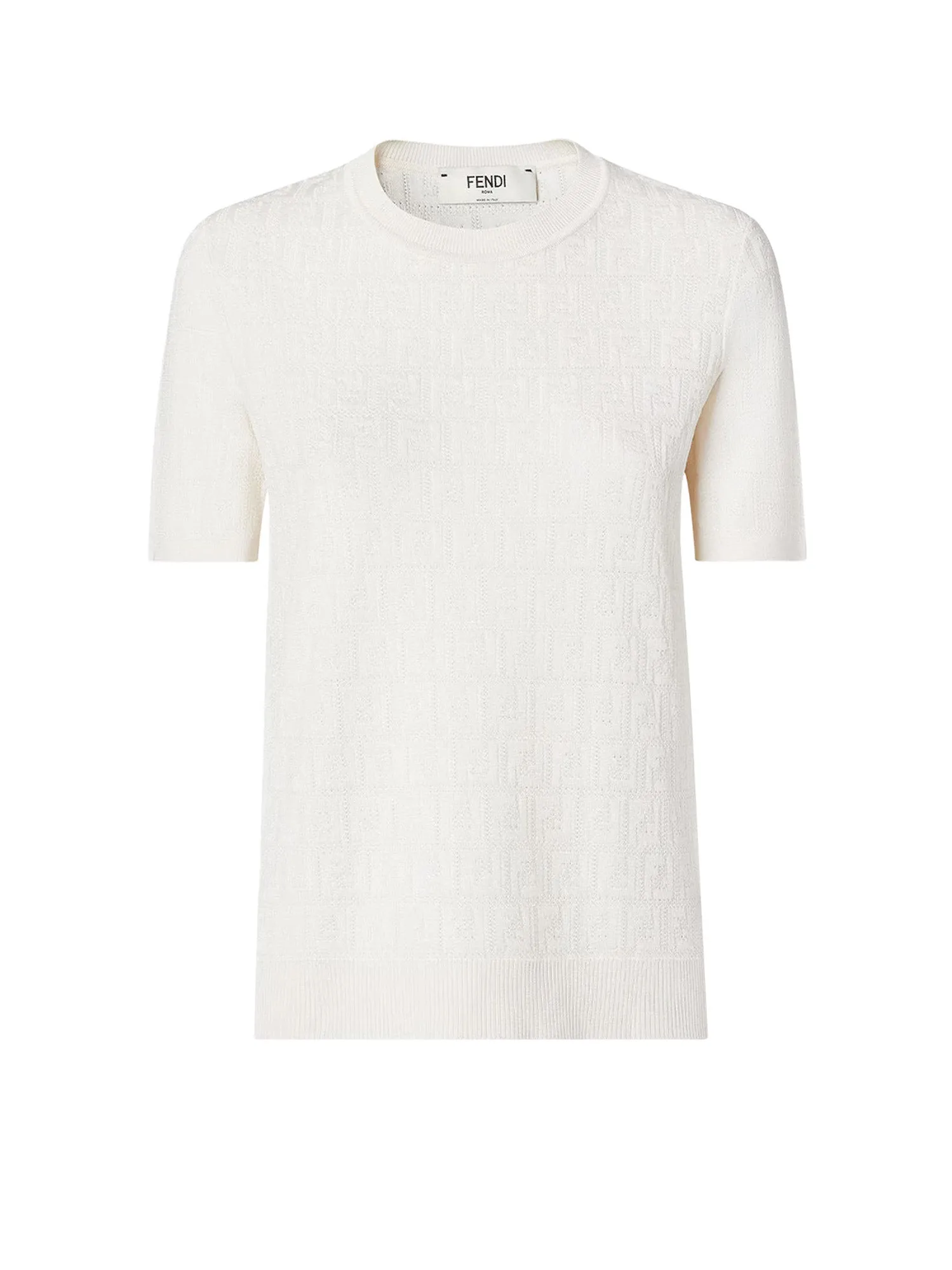 Cotton Blend T-Shirt With All-Over Ff Logo