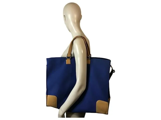 Borsa bimateriale Le Tanneur Blu Cammello