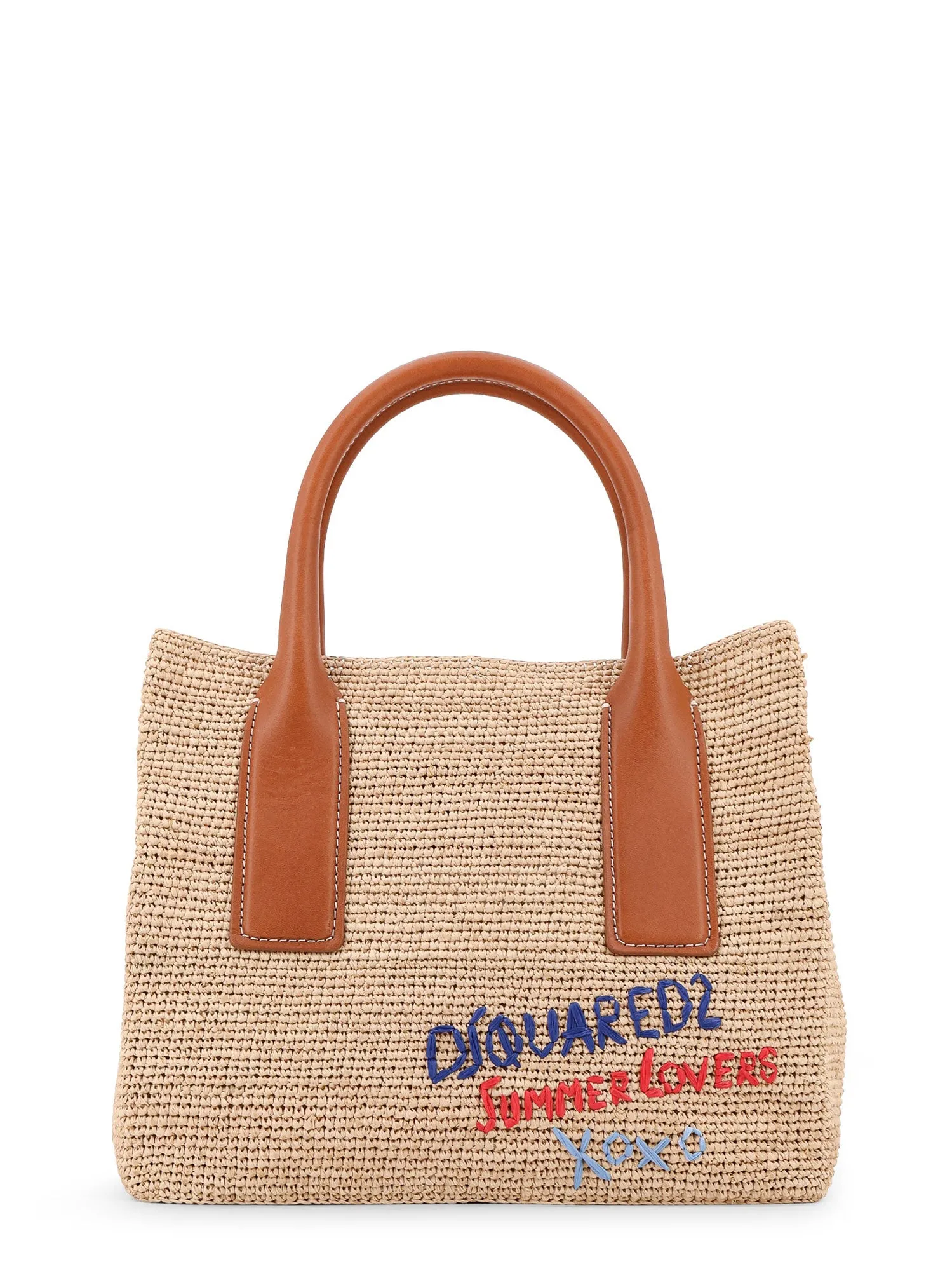 Dsquared2 Summer Lovers Natural Rafia And Leather Handbag