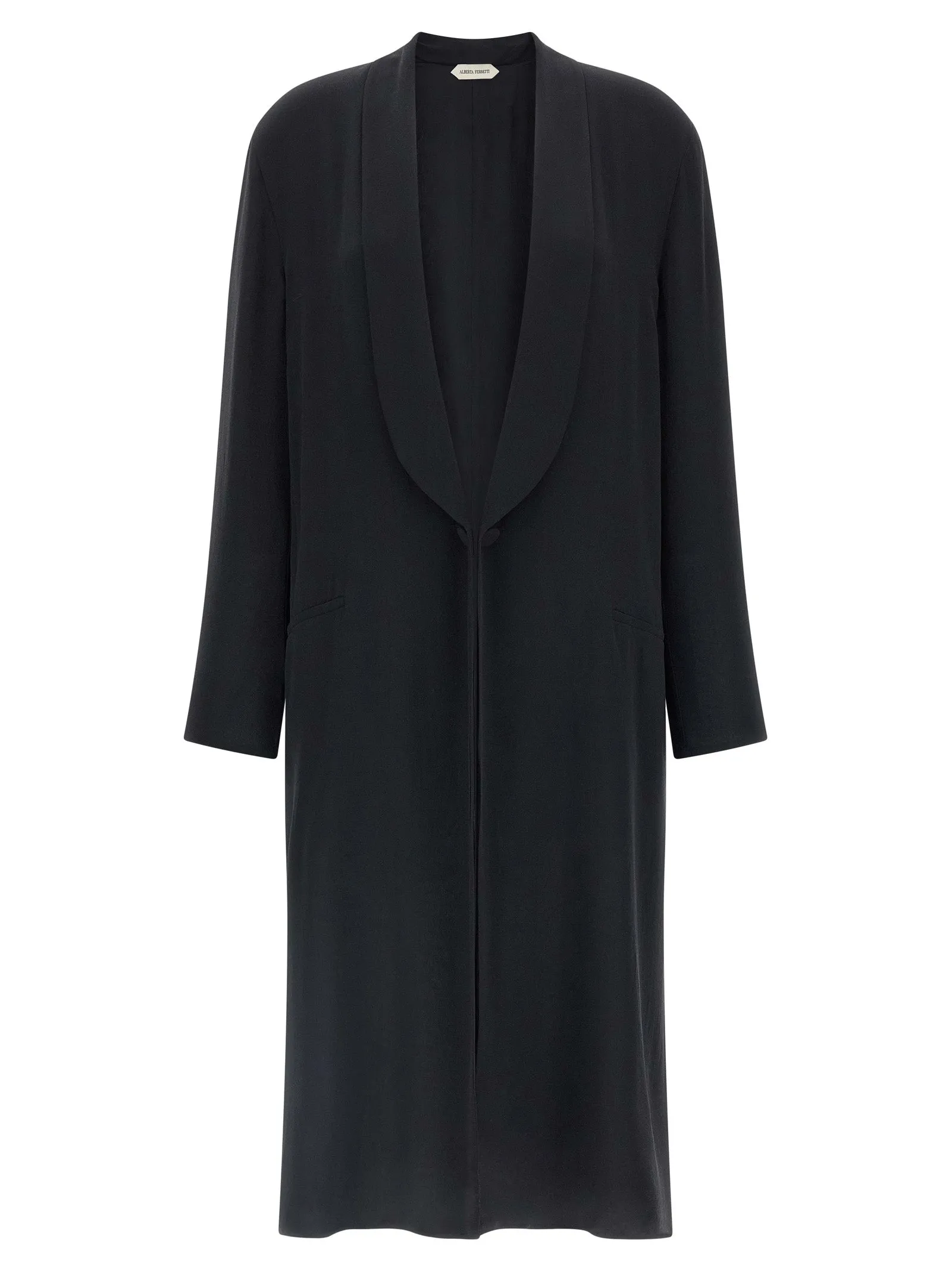 Silk Georgette Coat Trench E Impermeabili Nero