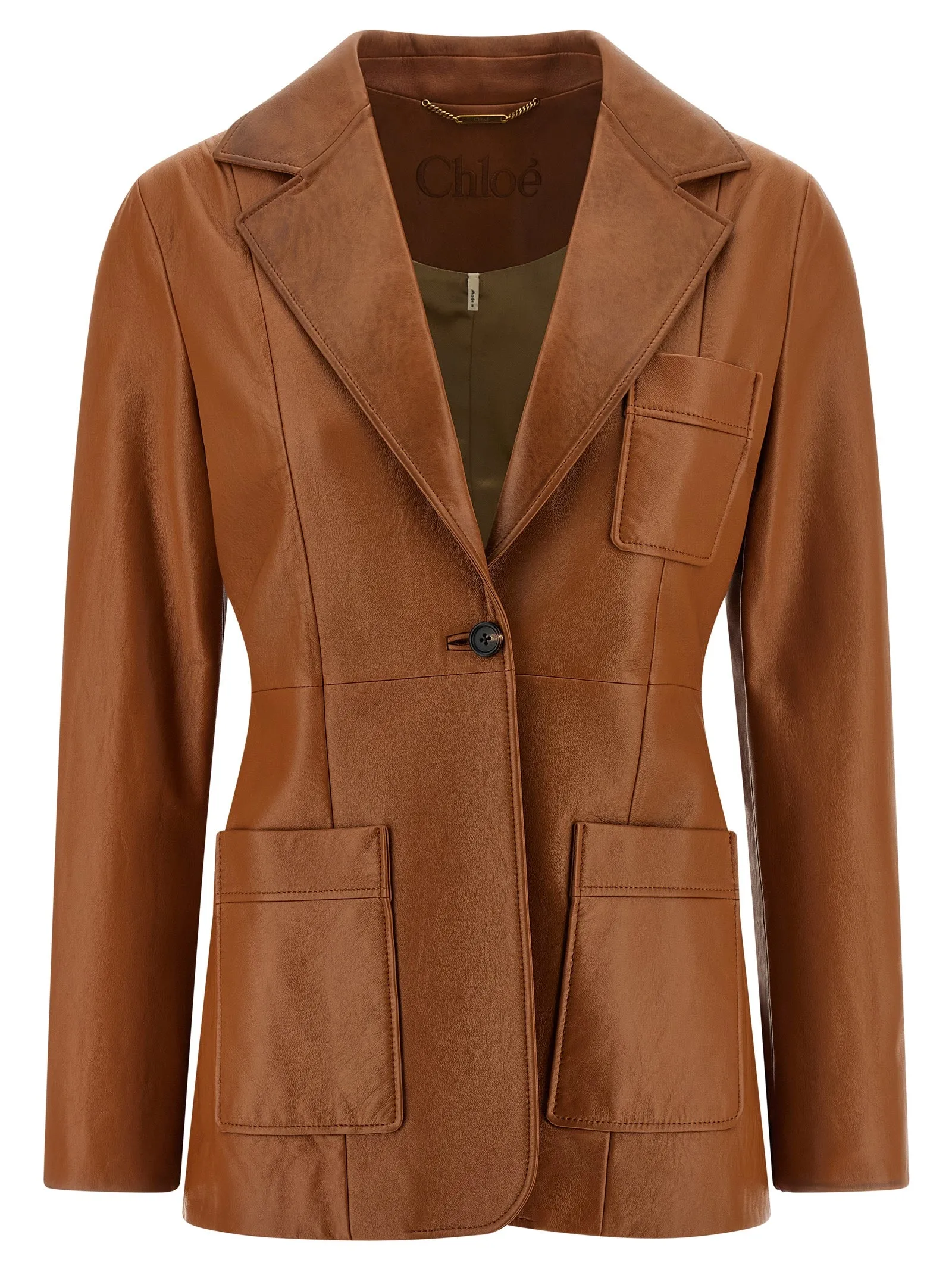 Leather Blazer Blazers Marrone