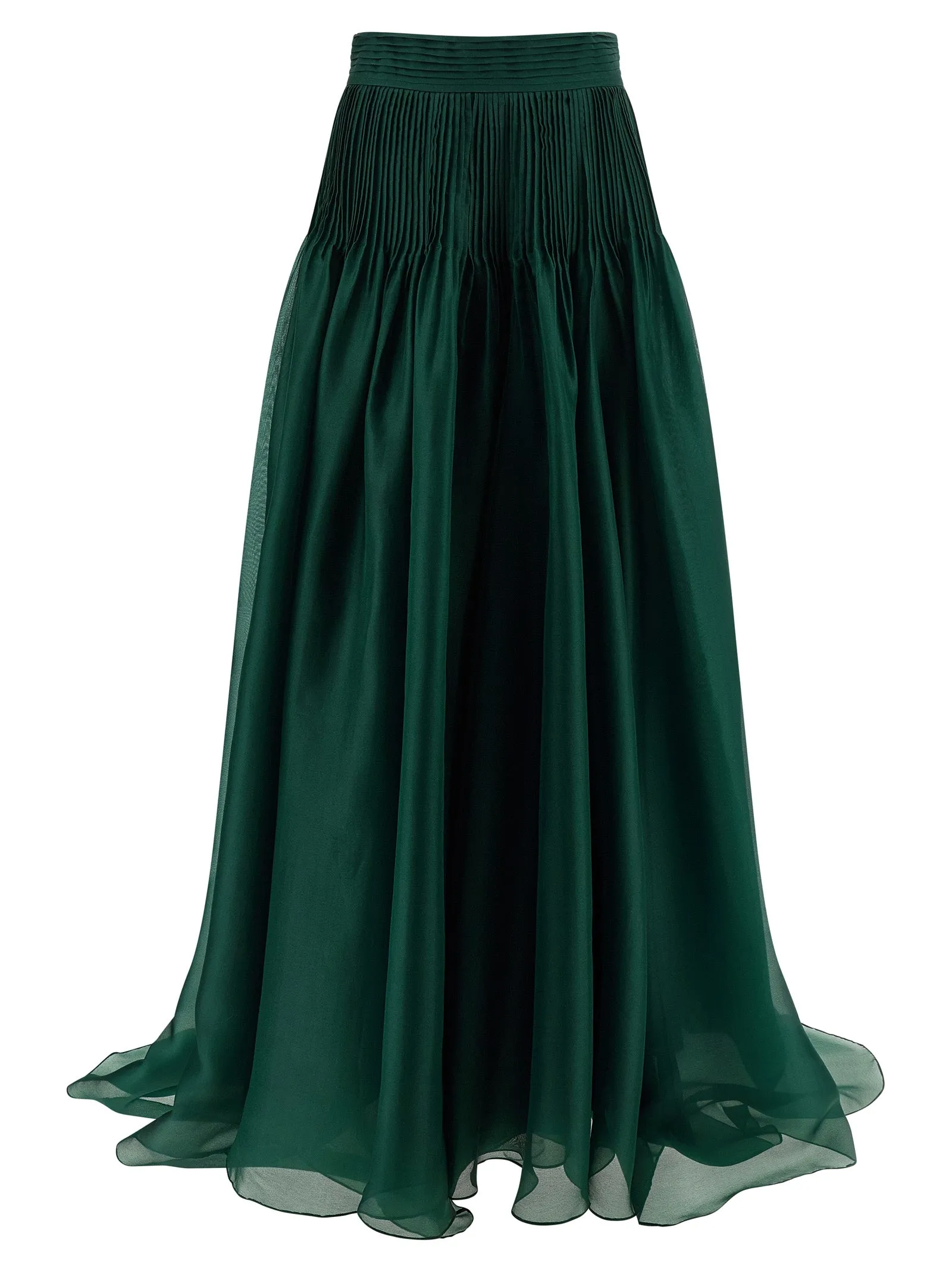 Pintucked Organza Gonne Verde